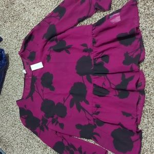 Purple & Black Blouse Sheer Top NWT